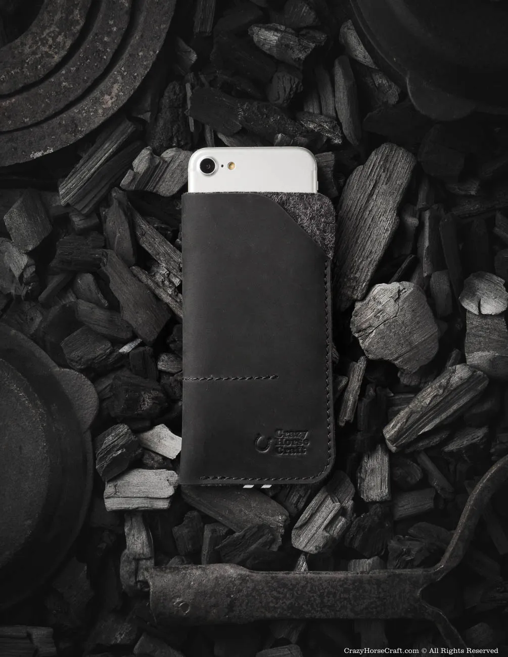 Leather Phone Case / Wallet with Card Pockets | Carbon Black