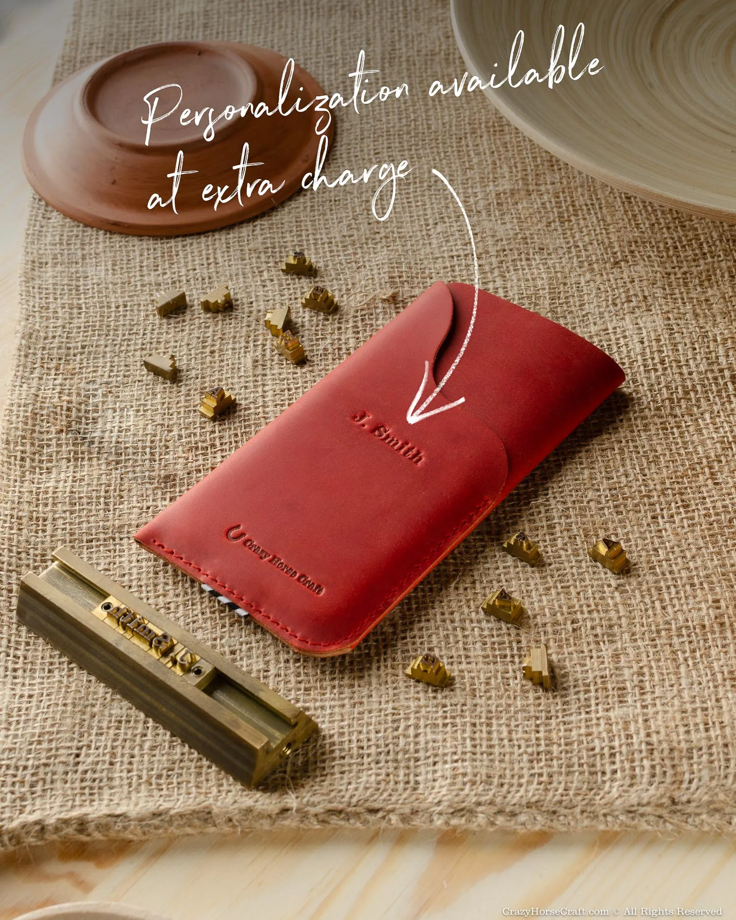 Leather Phone Case/Wallet with Card Pocket | Fragola Red