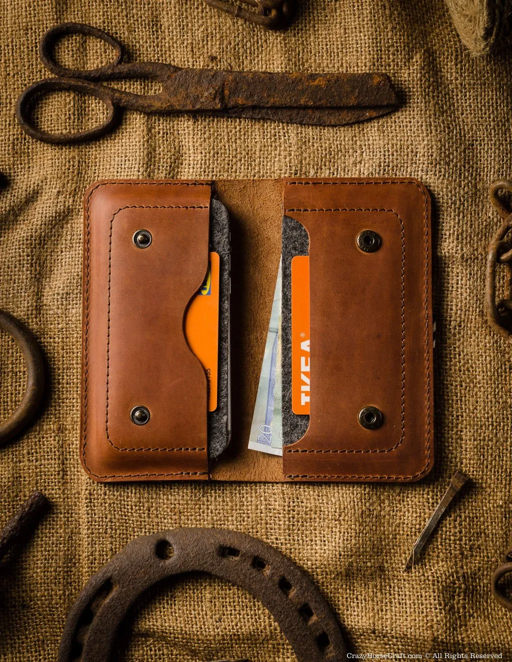 Leather Two iPhones Case / Wallet | Classic Brown