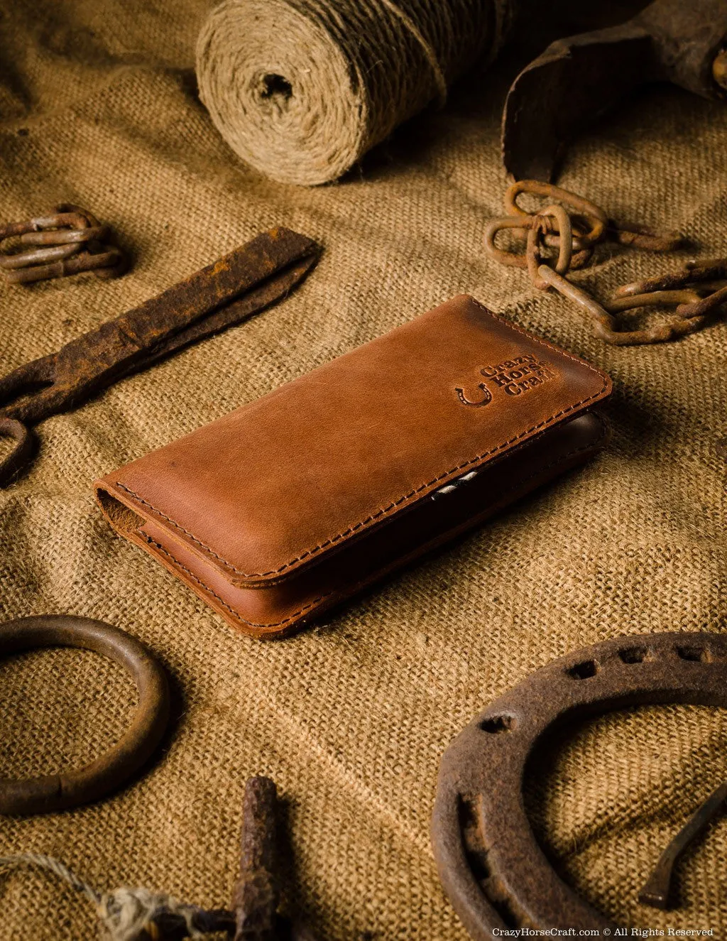 Leather Two iPhones Case / Wallet | Classic Brown