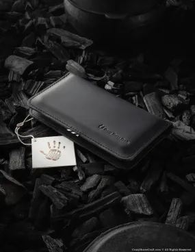 Leather wallet / case for two phones | Carbon Black