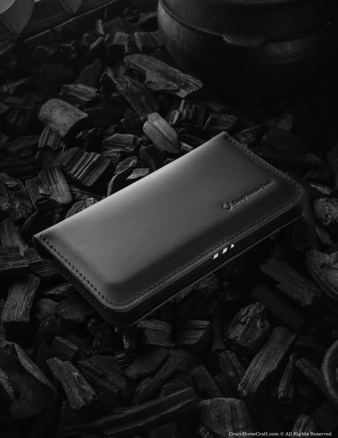 Leather wallet / case for two phones | Carbon Black