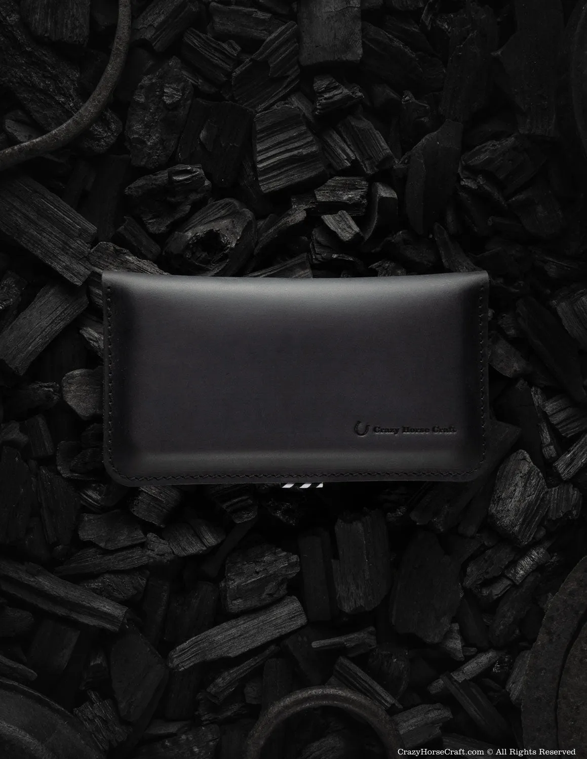 Leather wallet / case for two phones | Carbon Black