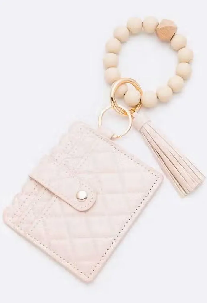 Lilian Card Holder/Keychain-Beige