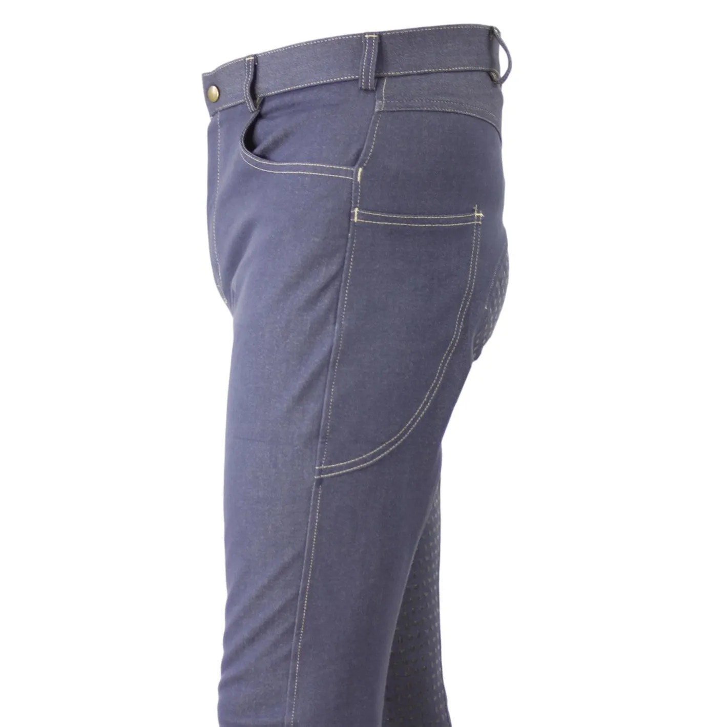 Men's Denim Breeches with silicone seat and phone pocket