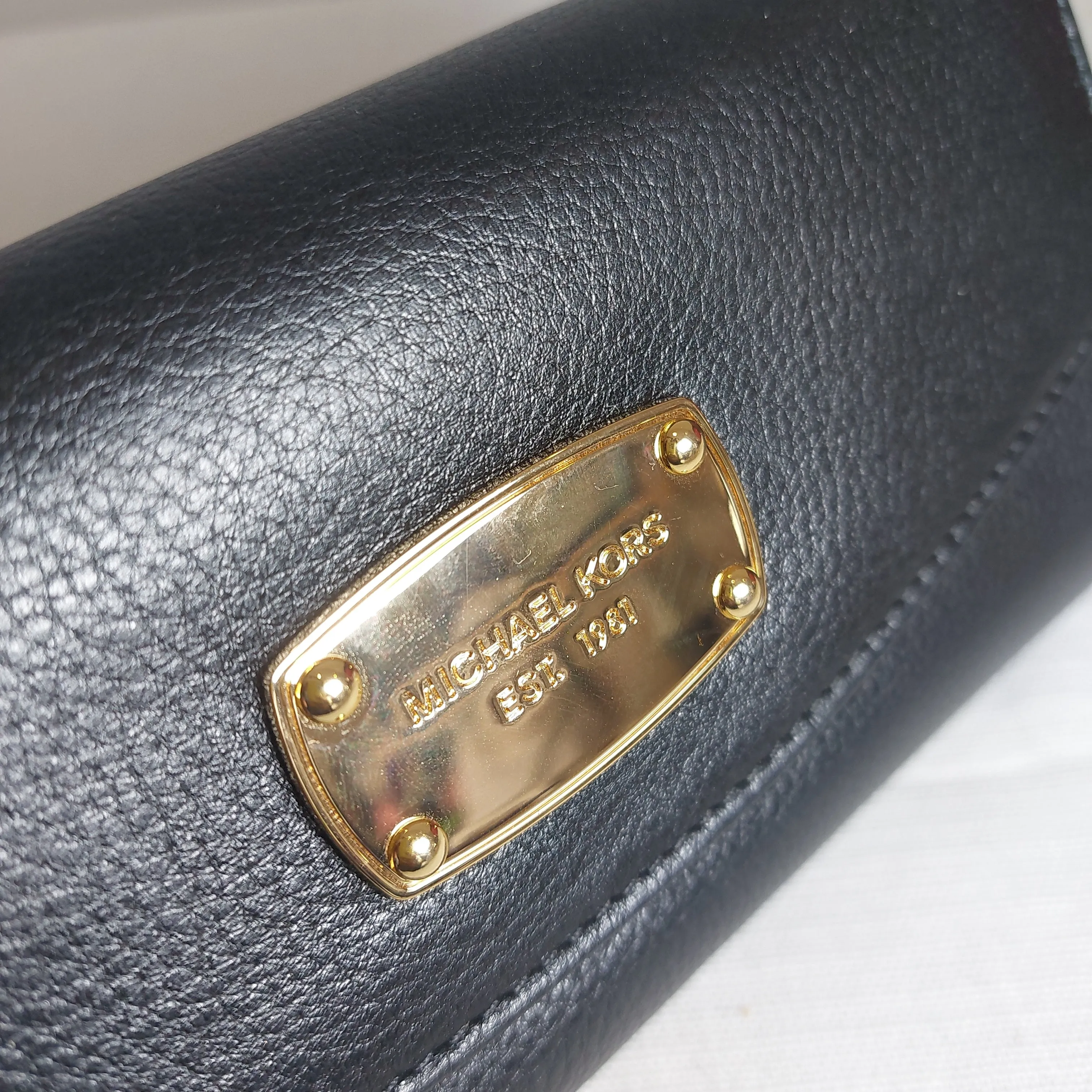 Michael Kors Black Pebbled Leather Flap Continental Wallet | Gently Used |