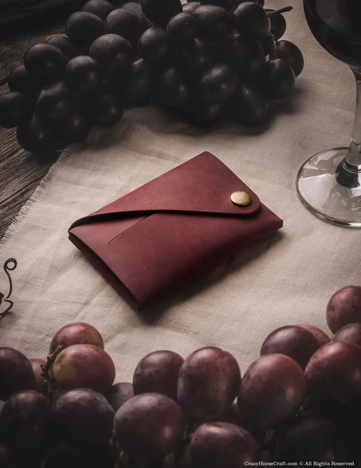 Minimalist leather wallet/card holder | Marsala Wine