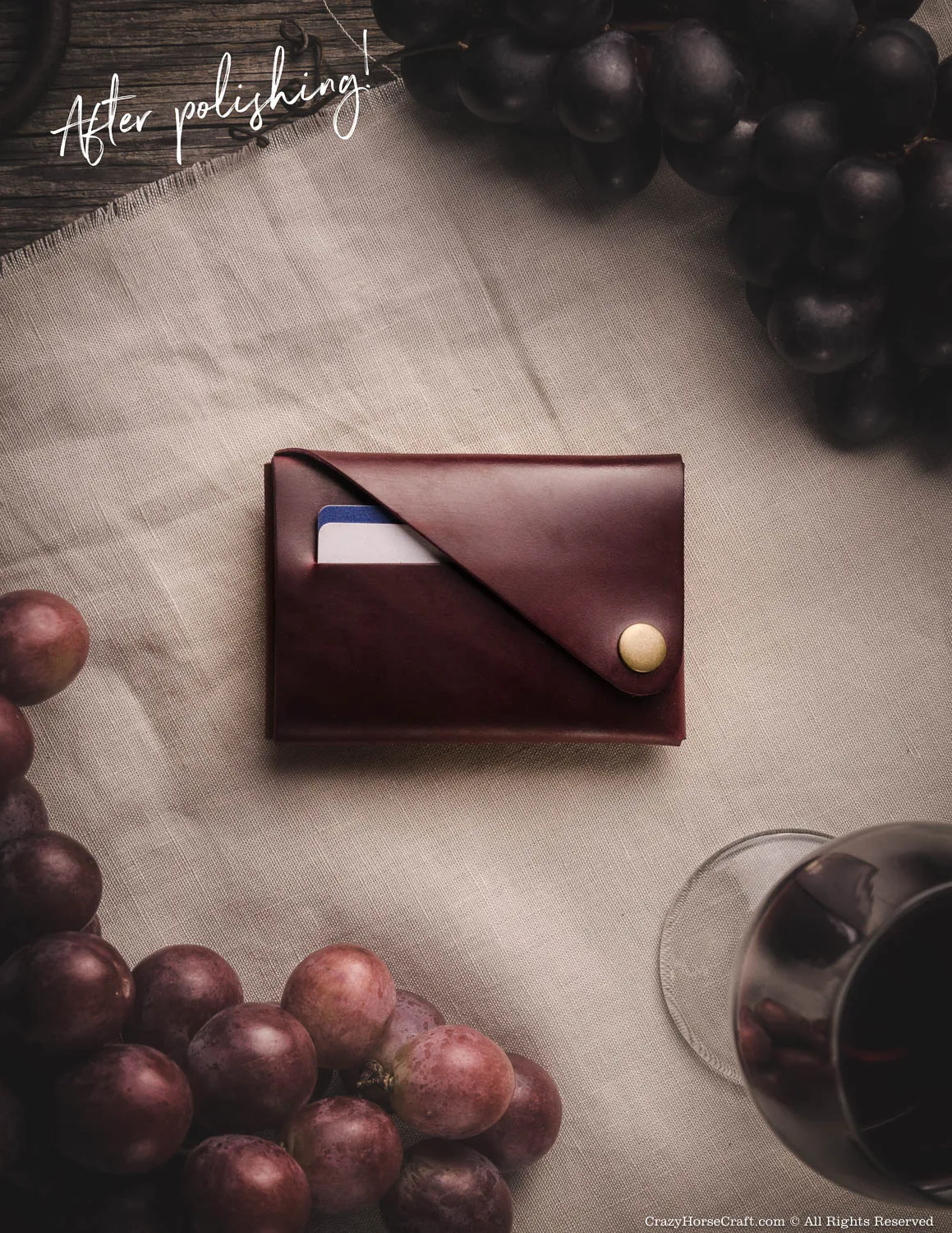 Minimalist leather wallet/card holder | Marsala Wine