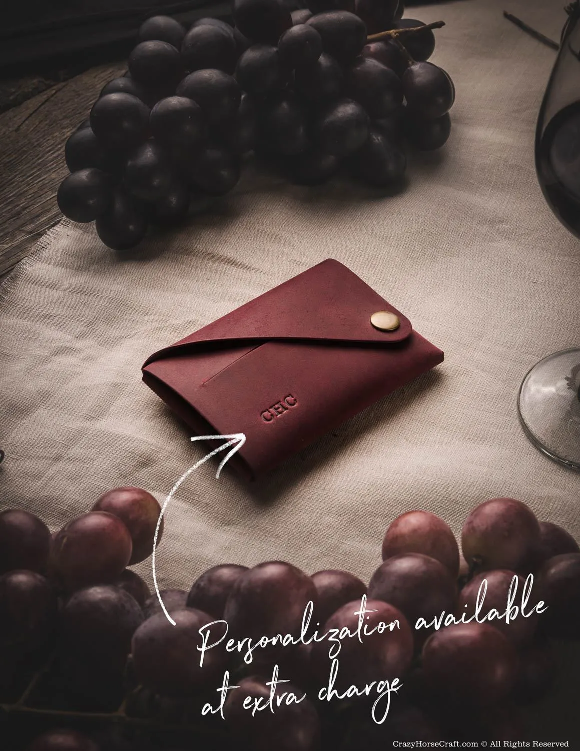 Minimalist leather wallet/card holder | Marsala Wine