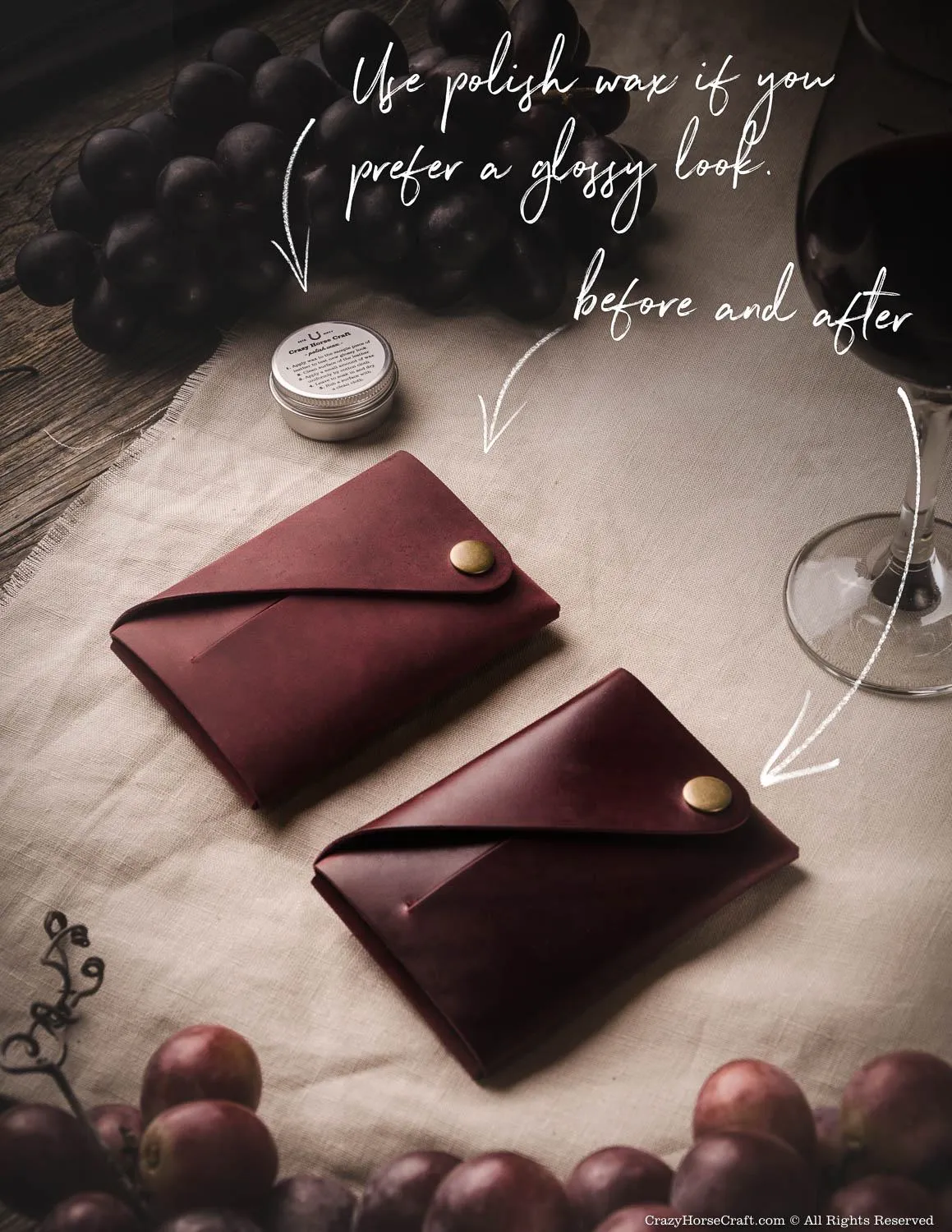 Minimalist leather wallet/card holder | Marsala Wine