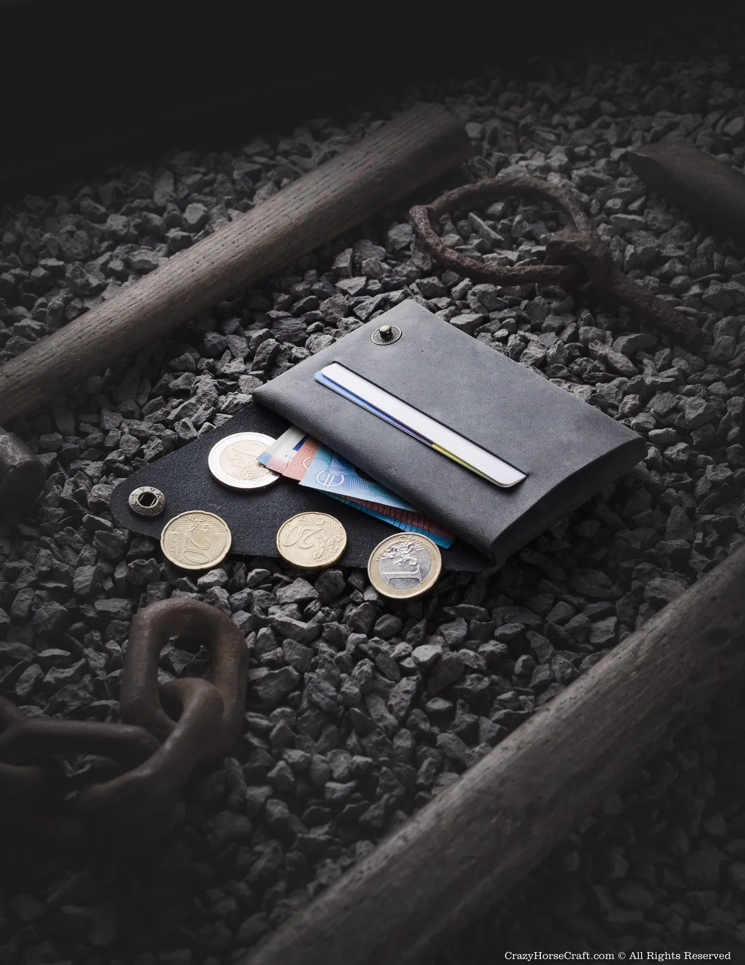 Minimalistic leather wallet/card holder | Stone Grey