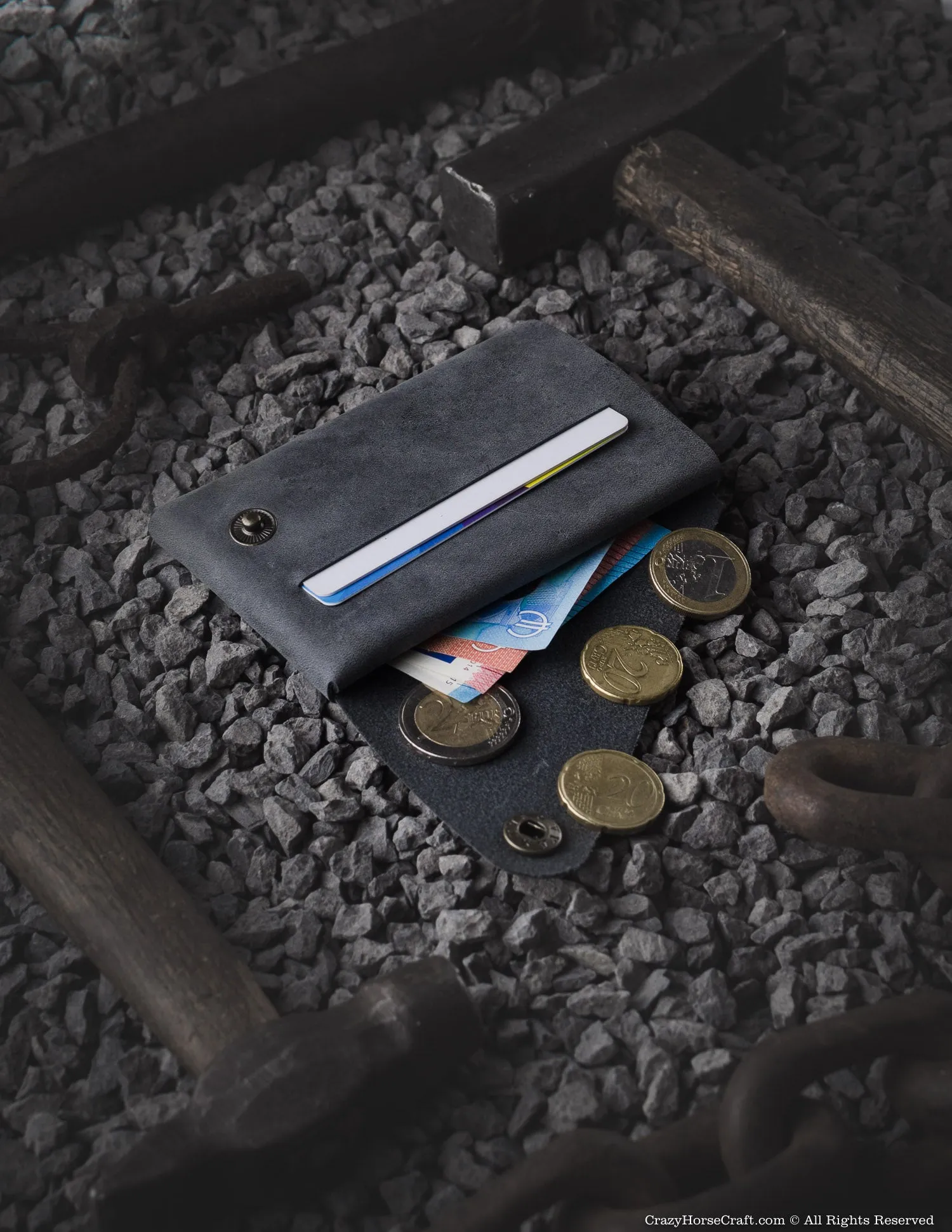 Minimalistic leather wallet/card holder | Stone Grey