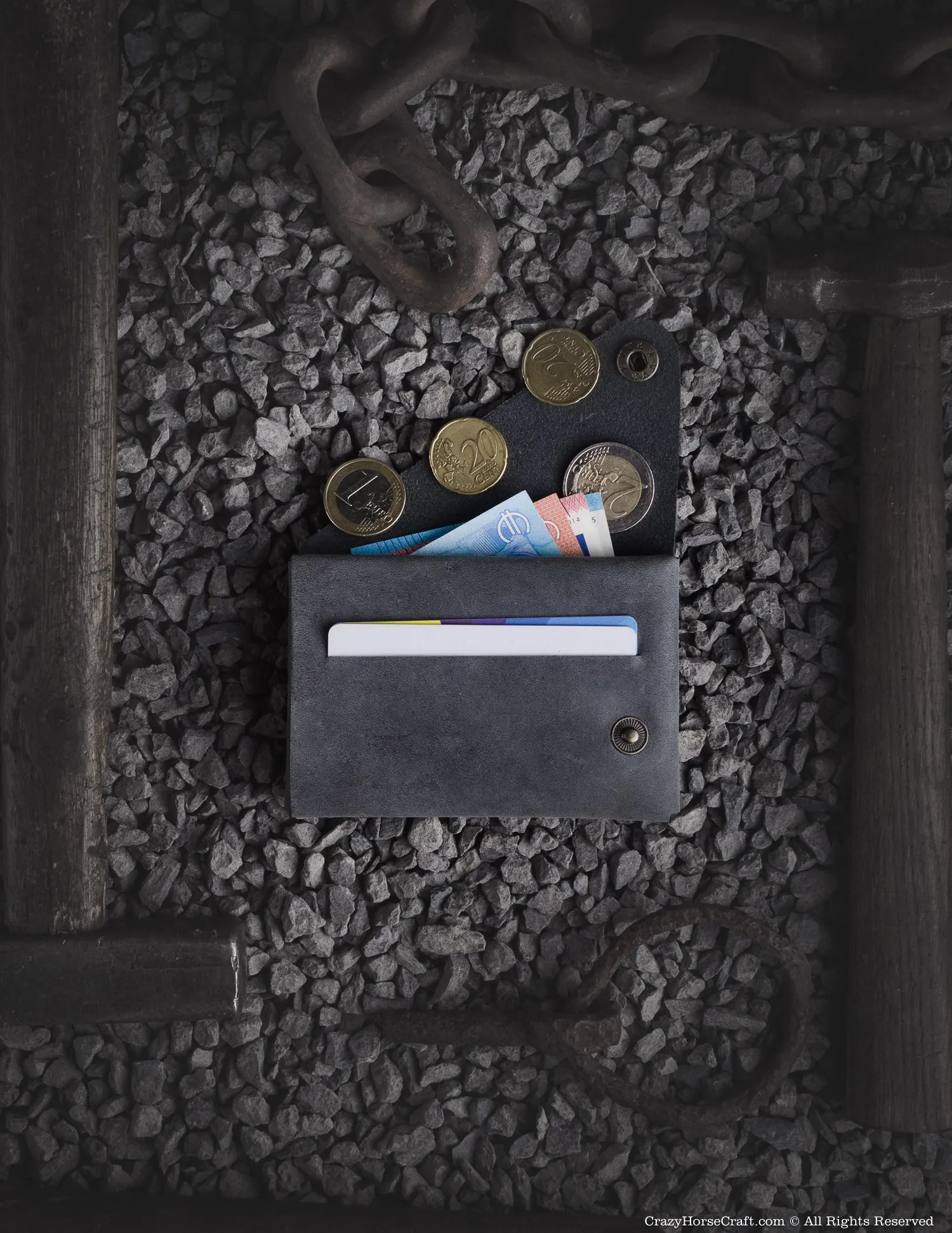 Minimalistic leather wallet/card holder | Stone Grey