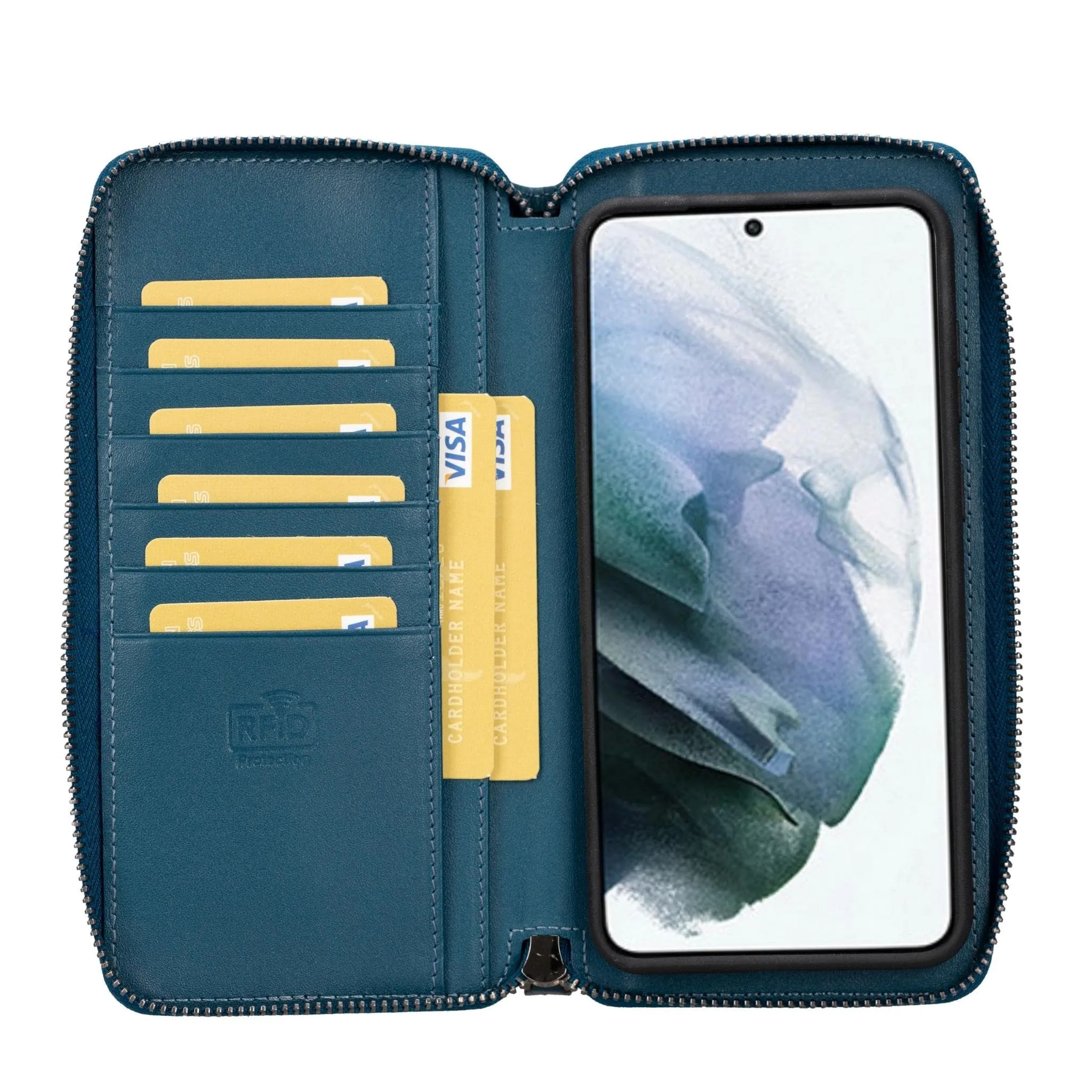 Samsung Galaxy S24 Series Zippered Leather Wallet Cases - PMW