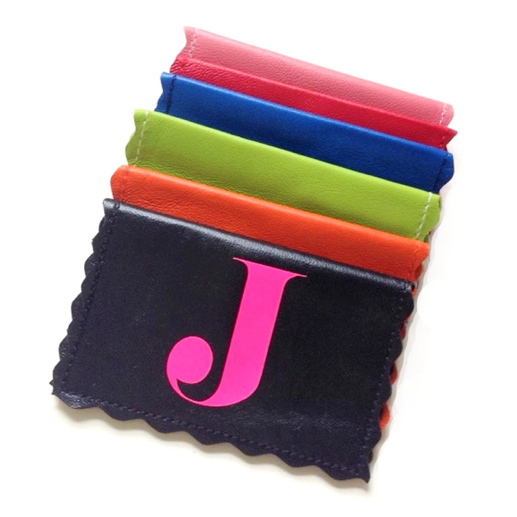 Scalloped Monogram Leather Card Holder | Mini Wallet