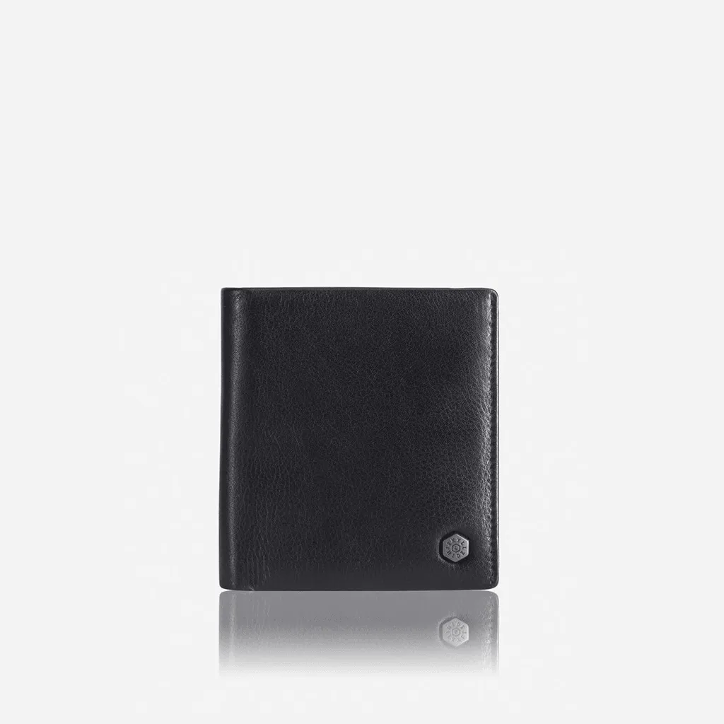 Slim Bifold Card Holder With Coin, Soft Black