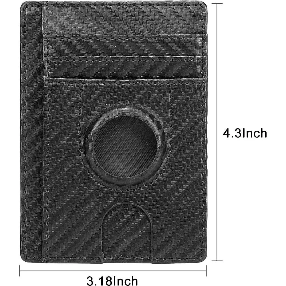 Slim Leather Carbon Style Wallet Case - Apple AirTag