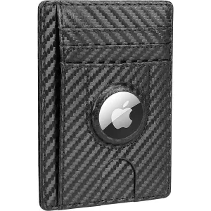 Slim Leather Carbon Style Wallet Case - Apple AirTag