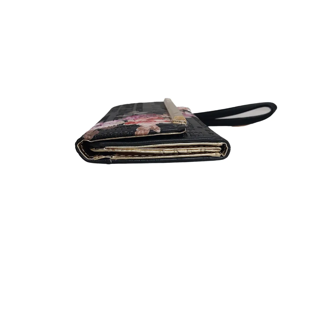 Steve Madden Black Monogram & Floral Envelope Wallet | Brand New |