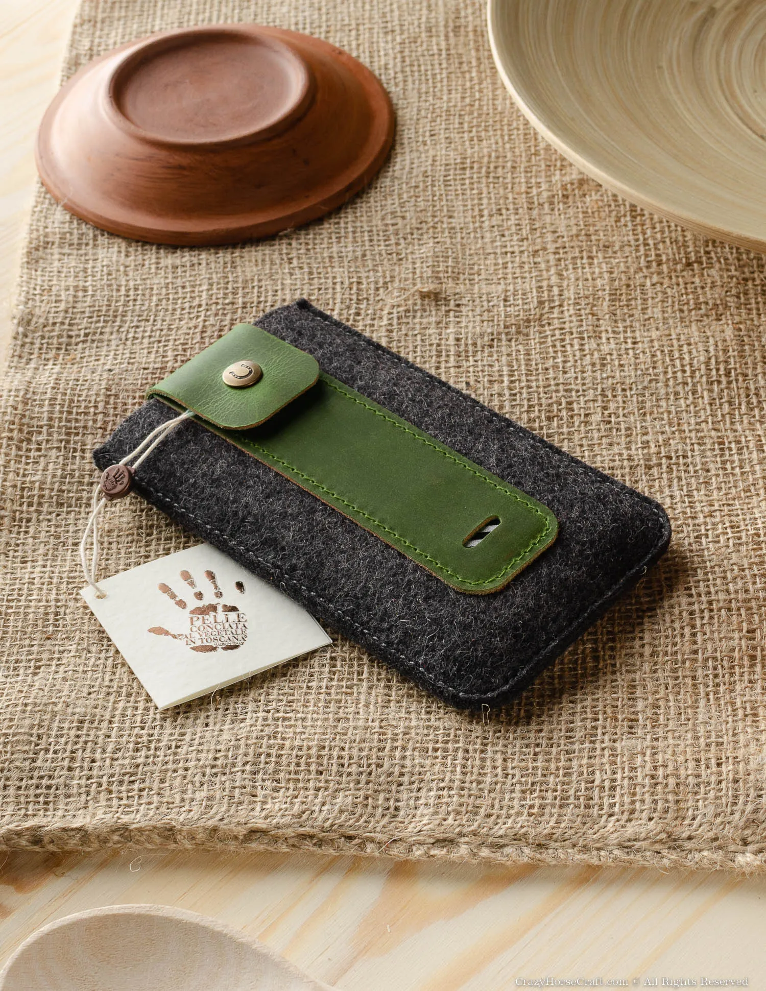 Wool Felt Phone Sleeve / Case | Alpine Green