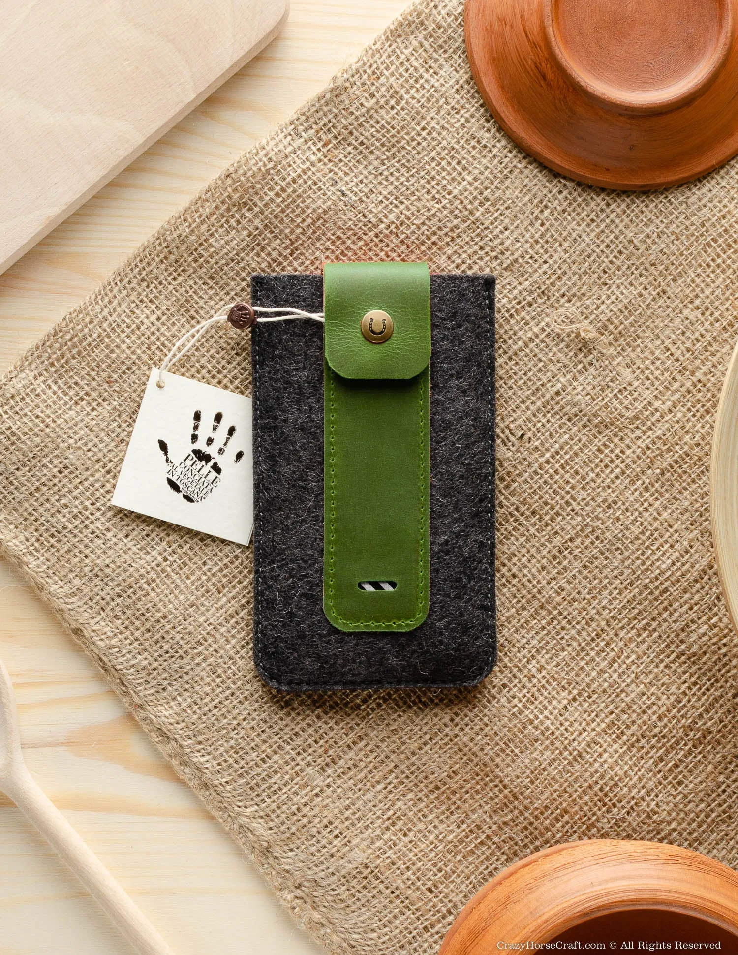 Wool Felt Phone Sleeve / Case | Alpine Green