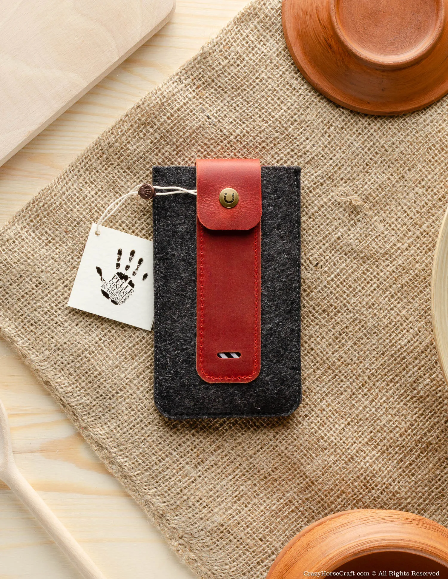 Wool Felt Phone Sleeve / Case | Fragola Red