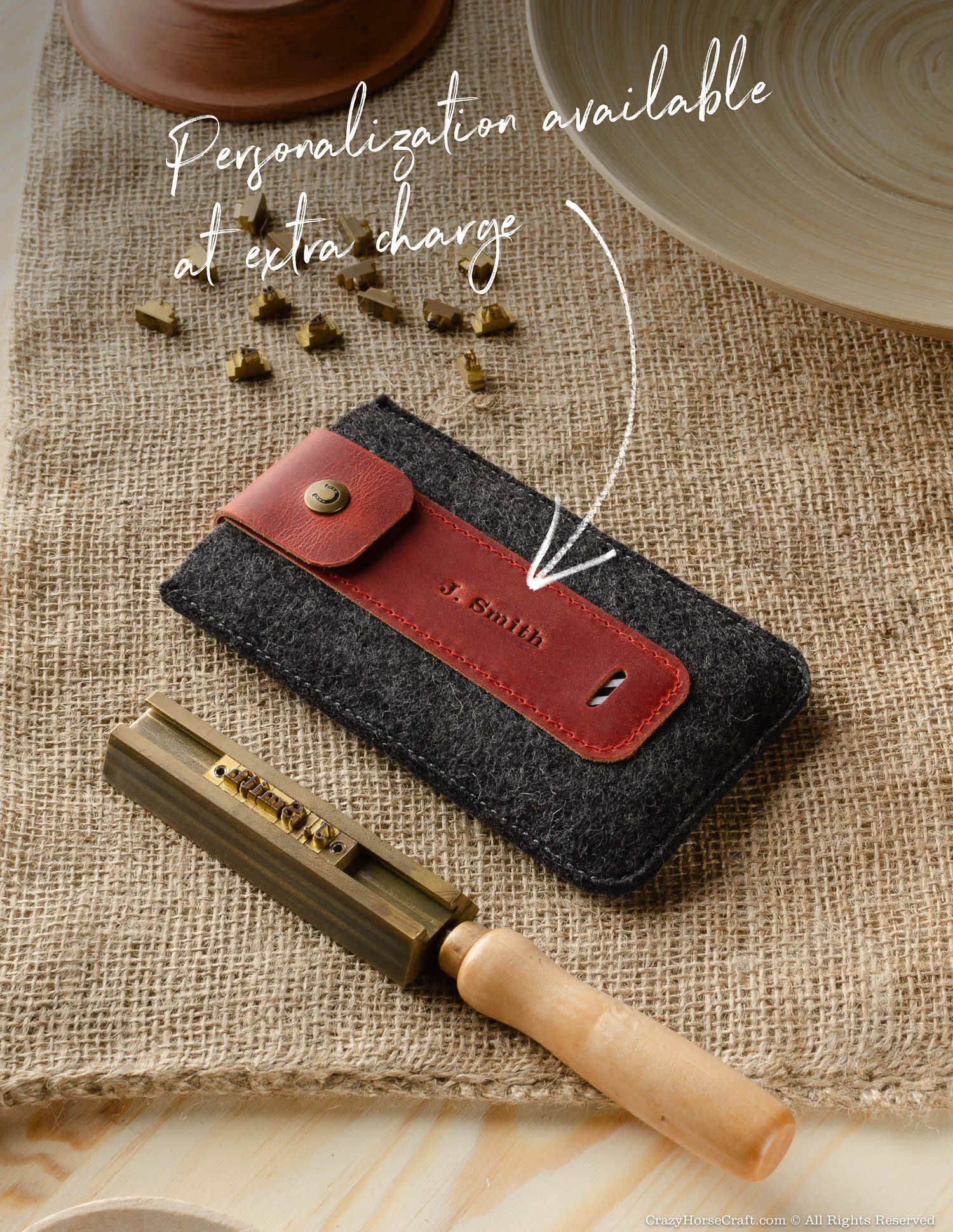 Wool Felt Phone Sleeve / Case | Fragola Red